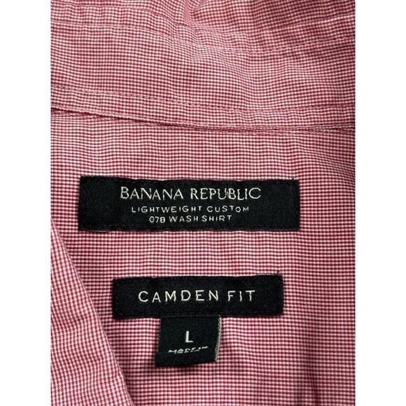 Banana Republic Men's Lightweight Camden Fit Button-Down Shirt L Red & White 100 - Picture 5 of 8
